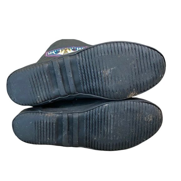 Vtg Sorel Boots Tall Womens 8 Native Design Black Warm - Picture 7 of 8